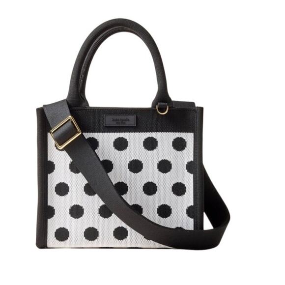 Kate Spade New York x Target Black White Polka Dot Knit Crossbody Handbag Purse - Picture 2 of 6